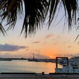 石垣島の港から見た夕陽