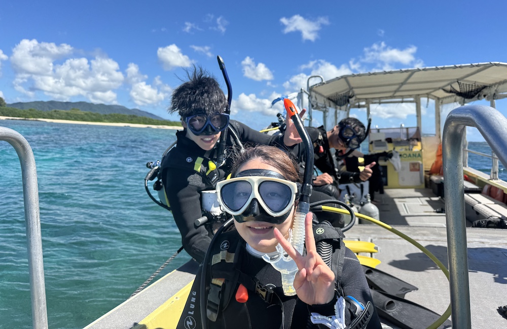 石垣島ダイビング講習 エントリー前の笑顔